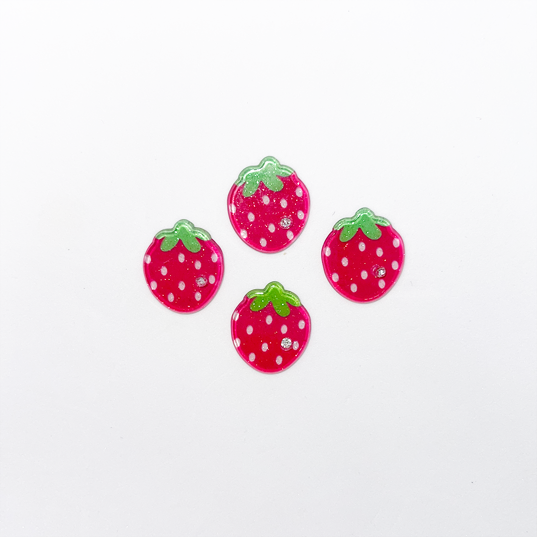 5pcs Flat Strawberry Charms